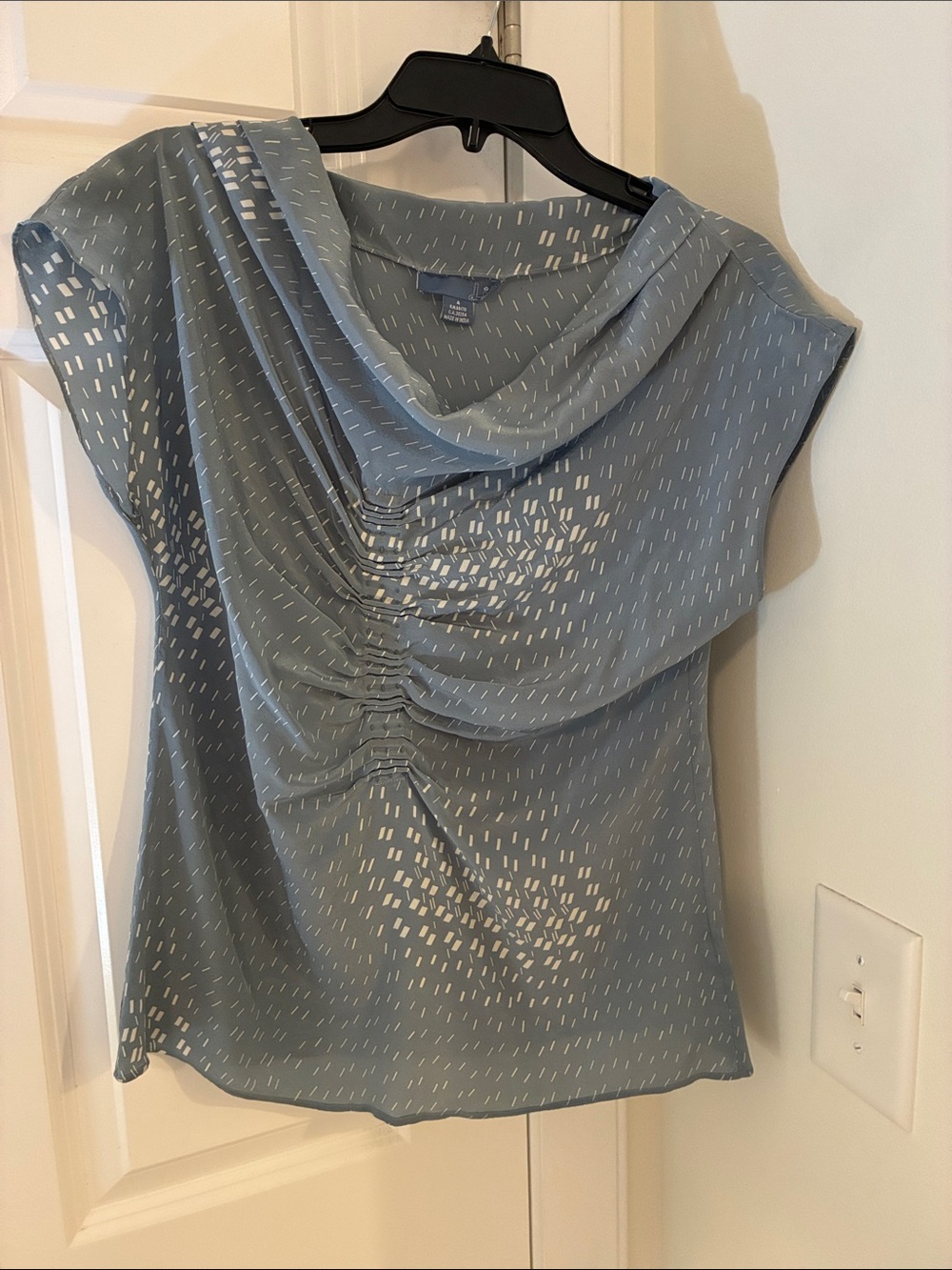 Anthropologie Lil Silk Blouse Shirt Top Blue 4
